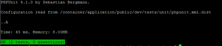 Magento 2 unit test success message